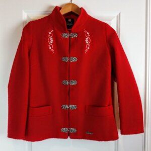 Vintage Fjord Fashion Red Wool Embroidered Jacket